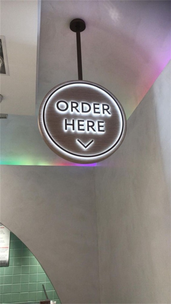 Order here circular hanging sign